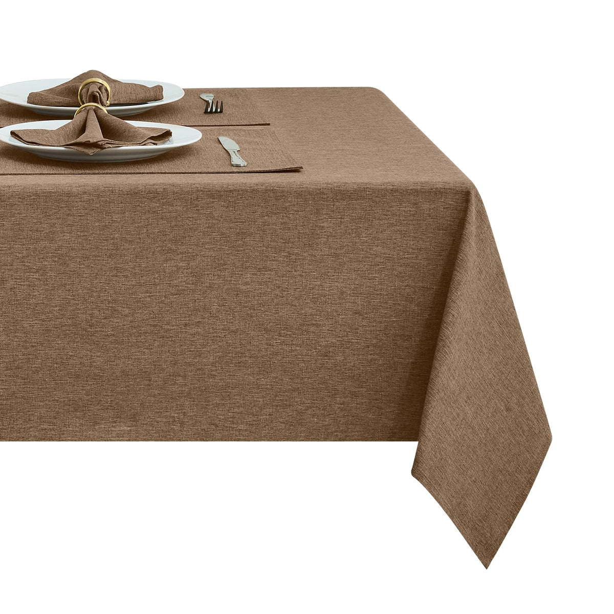 Flaxen 52x70 Rectangular Polyester Linen Farmhouse Tablecloth
