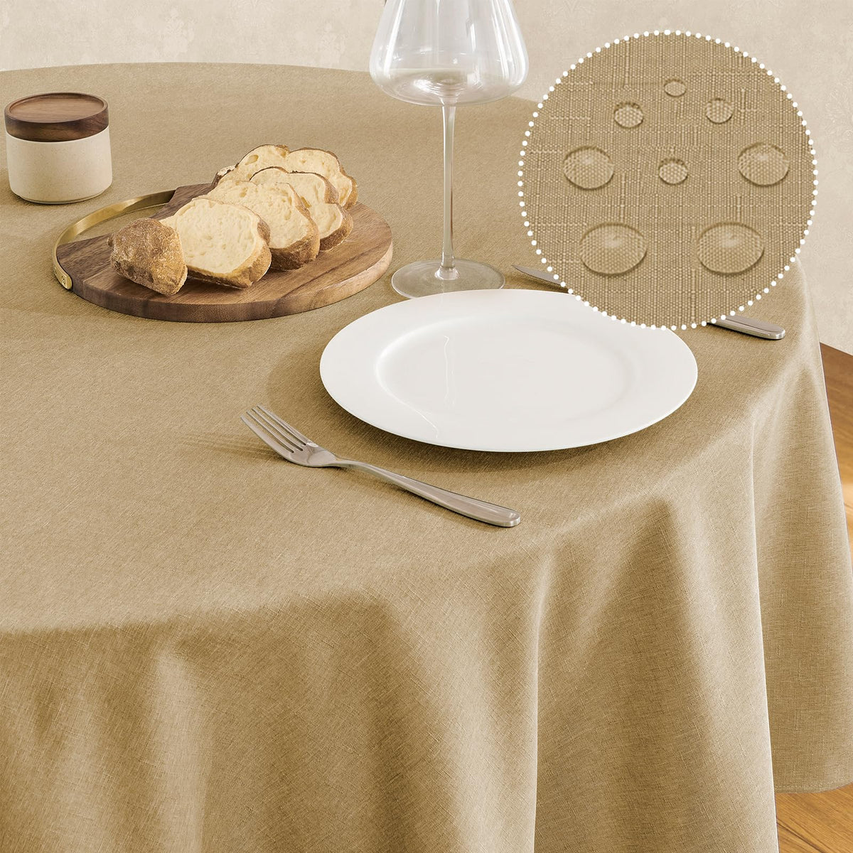 Veblandy Faux Linen Rectangle Tablecloth Waterproof 52x70 inch Table Cloth Stain and Wrinkle Resistant Washable, Decorative Fabric Table Cover for Dining, Kitchen, Wedding and Parties, Coffee