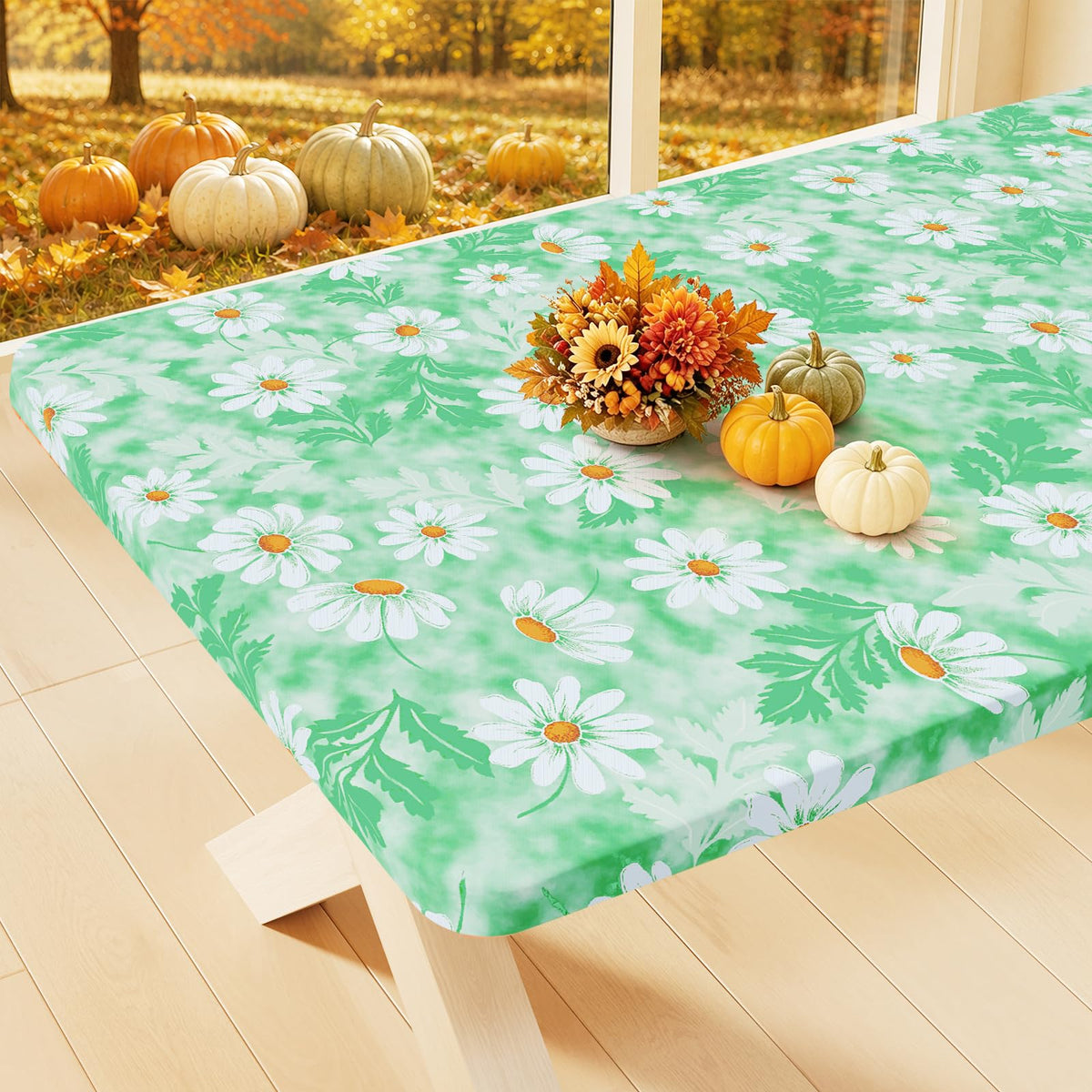 Smiry Rectangle Table Cloth, Waterproof Plastic Table Cover for 6FT Tables