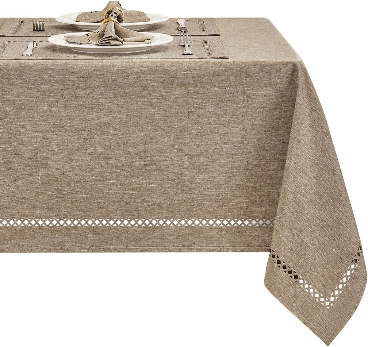 Flaxen 52x70 Rectangle Polyester Linen Farmhouse Tablecloth