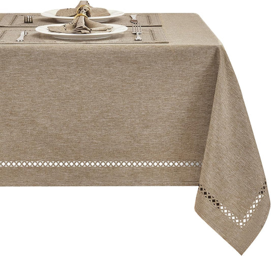 Flaxen 52x70 Rectangle Polyester Linen Farmhouse Tablecloth