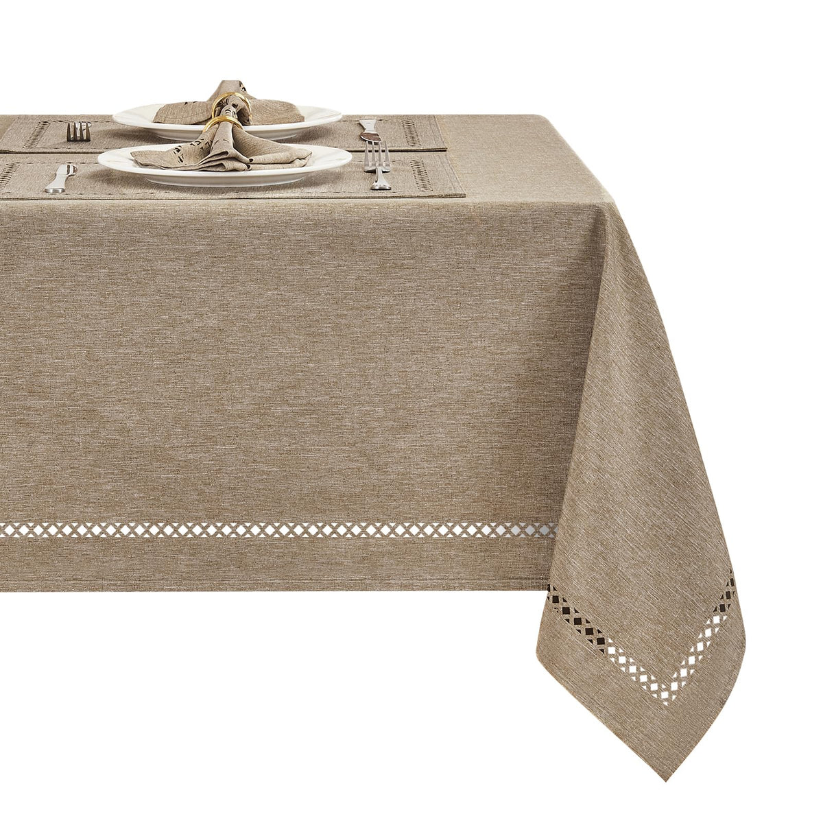 Flaxen 52x70 Rectangle Polyester Linen Farmhouse Tablecloth