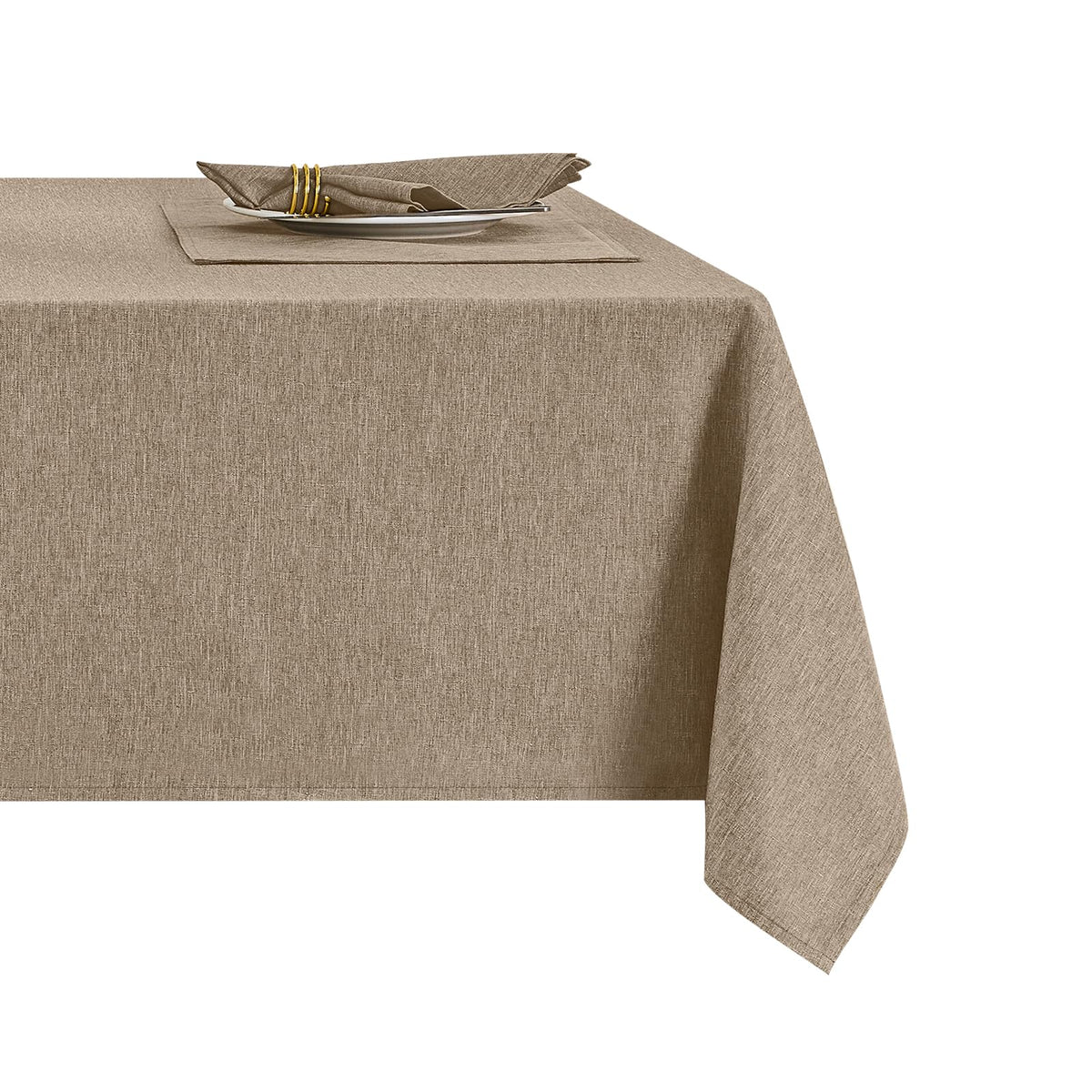 Flaxen 52x70 Rectangular Polyester Linen Farmhouse Tablecloth