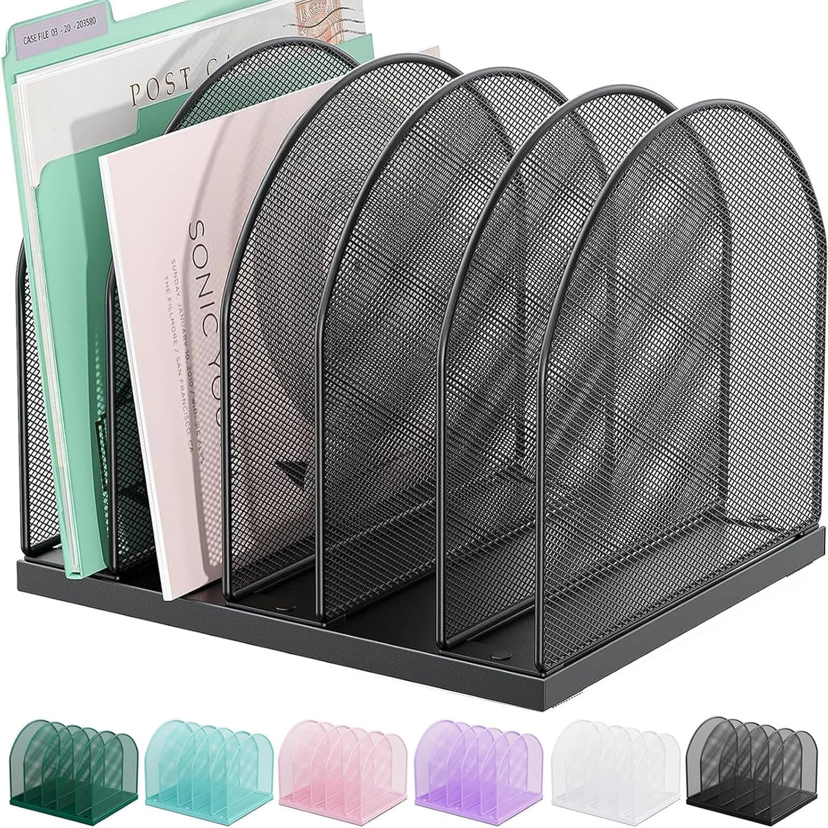 gianotter Desktop File Organizer with 5 Compartments