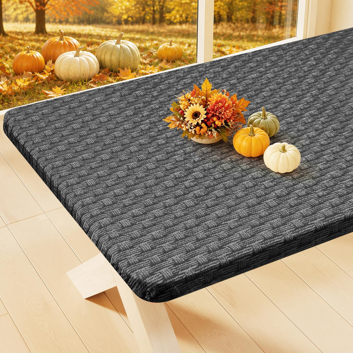 Smiry Rectangle Table Cloth, Waterproof Plastic Table Cover for 6FT Tables