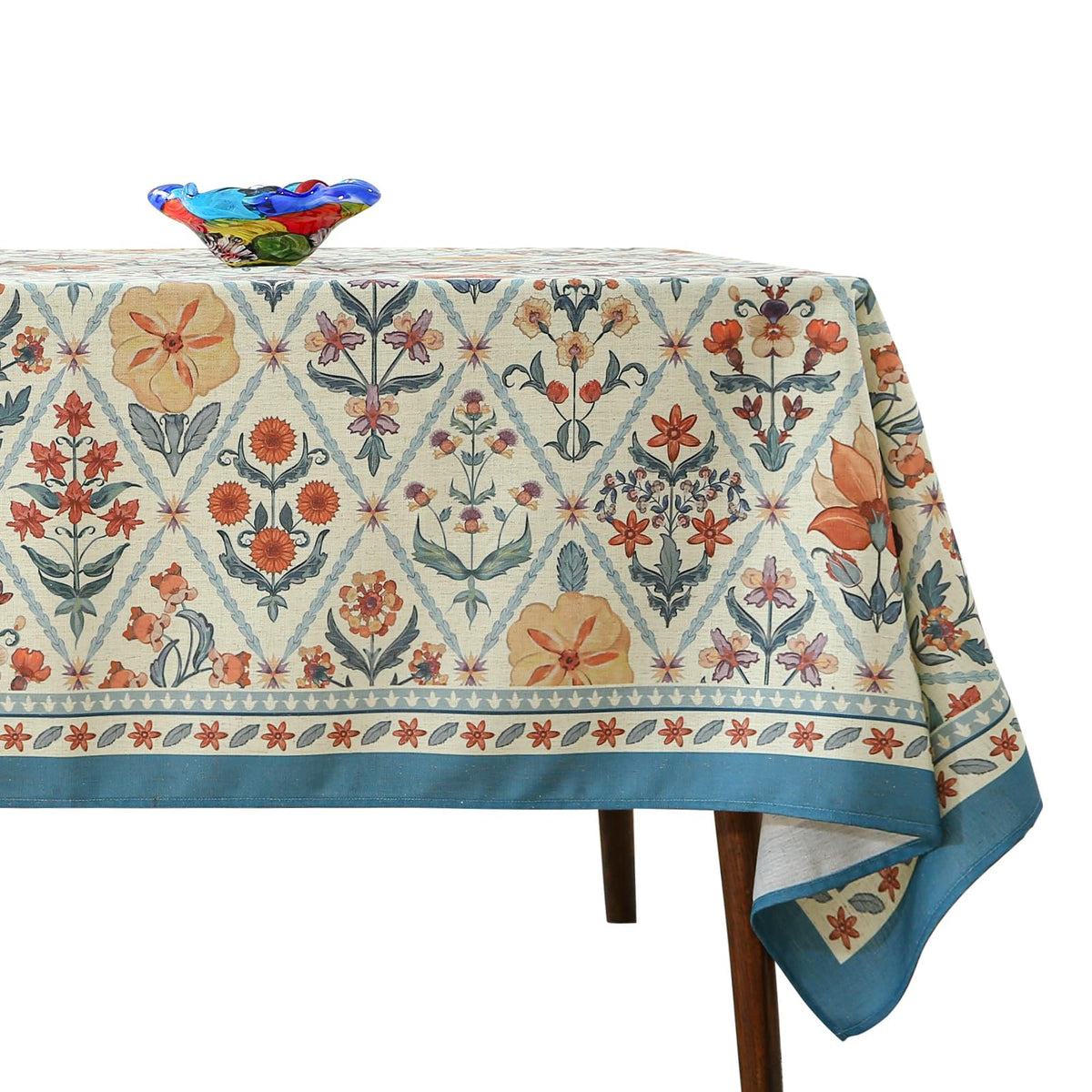 ISAENNE Designer Vintage Square Large Floral Tablecloth,67"x67"