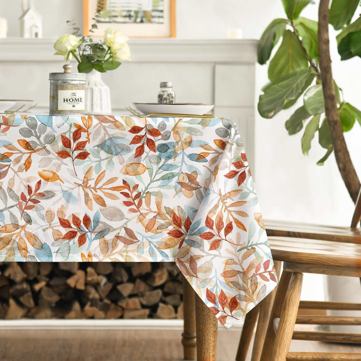 Horaldaily Fall Tablecloth 60 x 84 Inch Rectangular Thanksgiving Orange