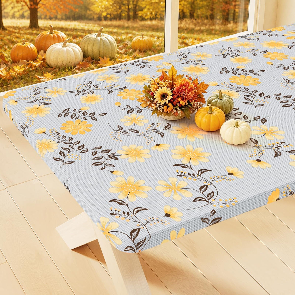 Smiry Rectangle Table Cloth, Waterproof Plastic Table Cover for 6FT Tables