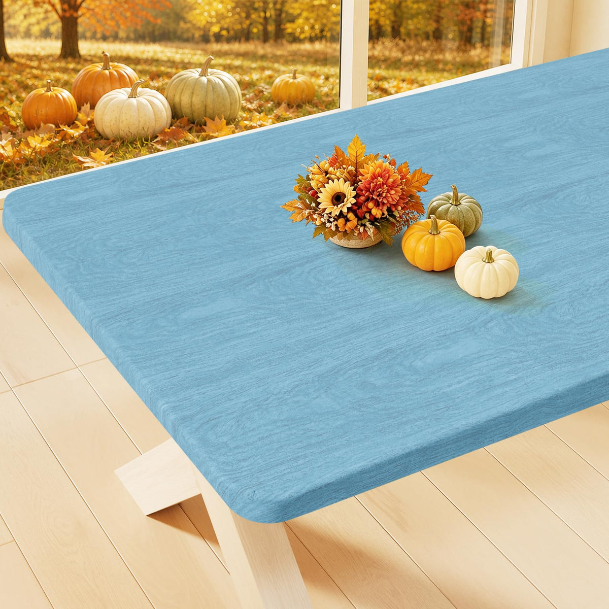 Smiry Rectangle Table Cloth, Waterproof Plastic Table Cover for 6FT Tables