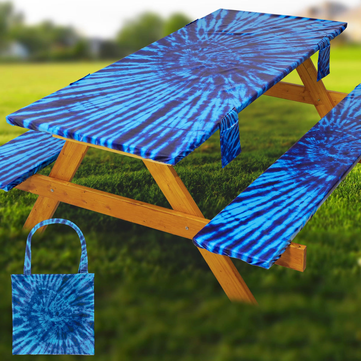 Fitted Picnic Table Cover with Bench Covers Vinyl Waterproof Elastic Edges Fitted Rectangle Tables Patio Tablecloth Camping Gear and Essentials Rv Accessories Road Trip Supplies Car Travel Must Haves