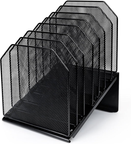 SUMMORO Inclined File Organizer for Desk, 7-Section Vertical File Holder