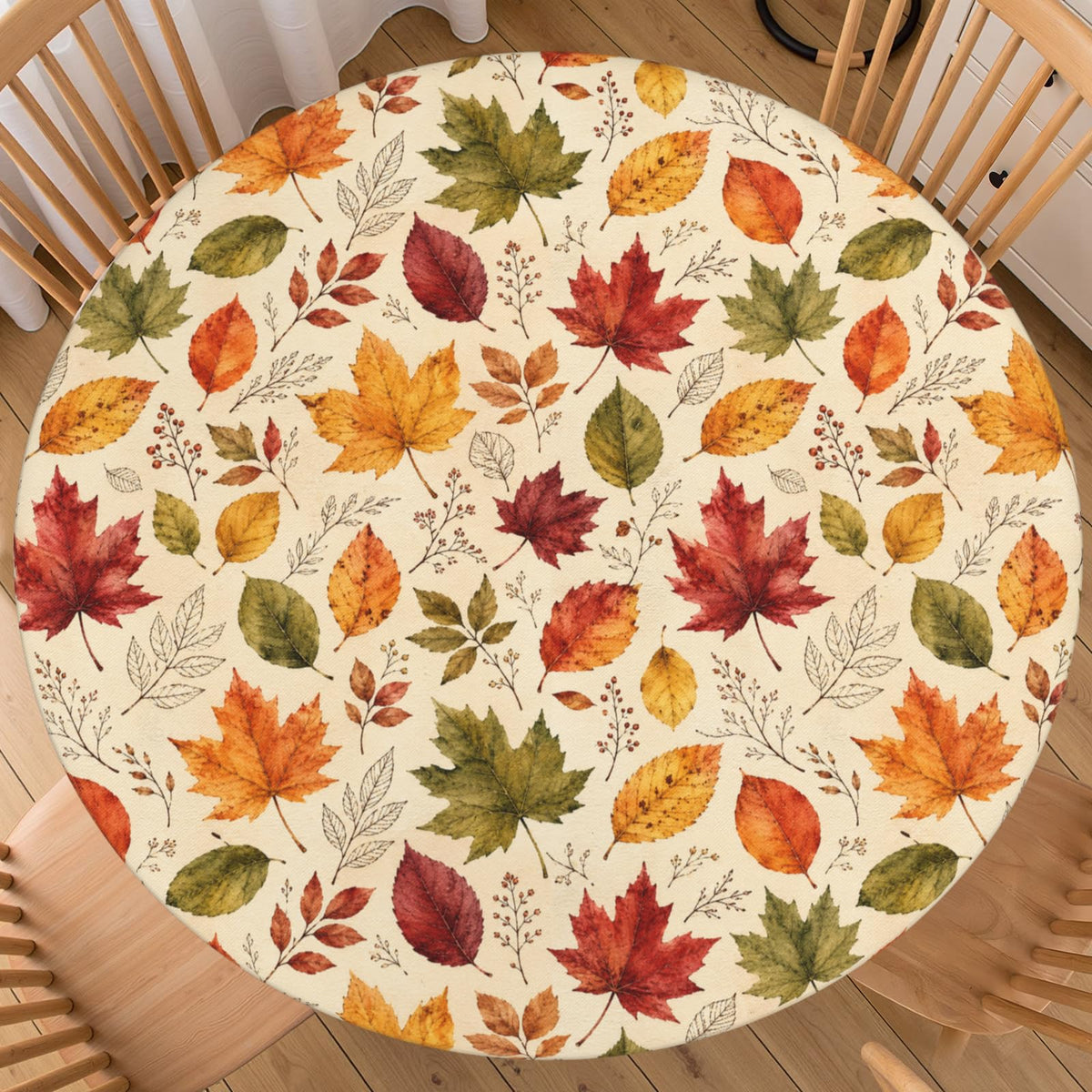 Halloween Polka Dot Round Fitted Tablecloth with Elastic Black Cat Ghost Pumpkin Bat Bowtie Whimsical Table Cloth Decorative Washable Spooky Cute Table Cover Outdoor Kitchen Dining for 44"-48" Table