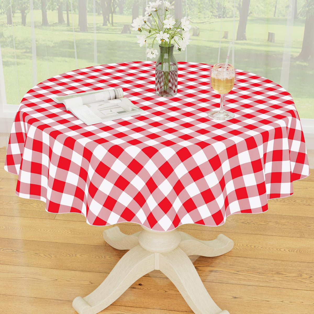 Smiry Fall Tablecloth, Flannel Backed Vinyl Table Cloth, 60"x84"