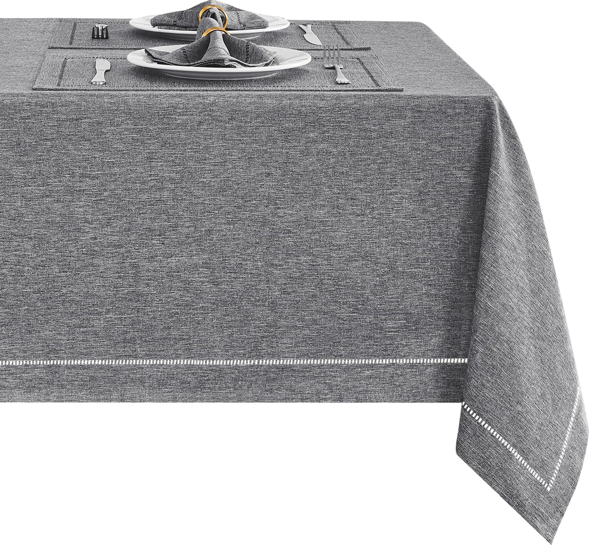 Flaxen 52x70 Rectangle Polyester Linen Farmhouse Tablecloth