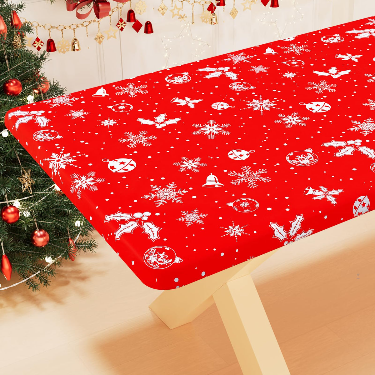 Smiry Rectangle Table Cloth, Waterproof Plastic Table Cover for 6FT Tables