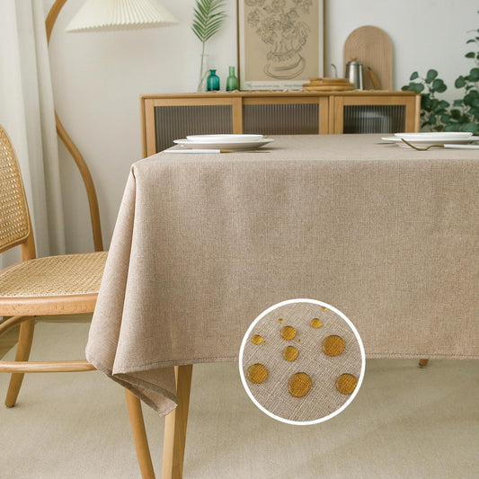NLMUVW Burlap Linen Tablecloth 6ft, Tan Table Cloth Rectangular