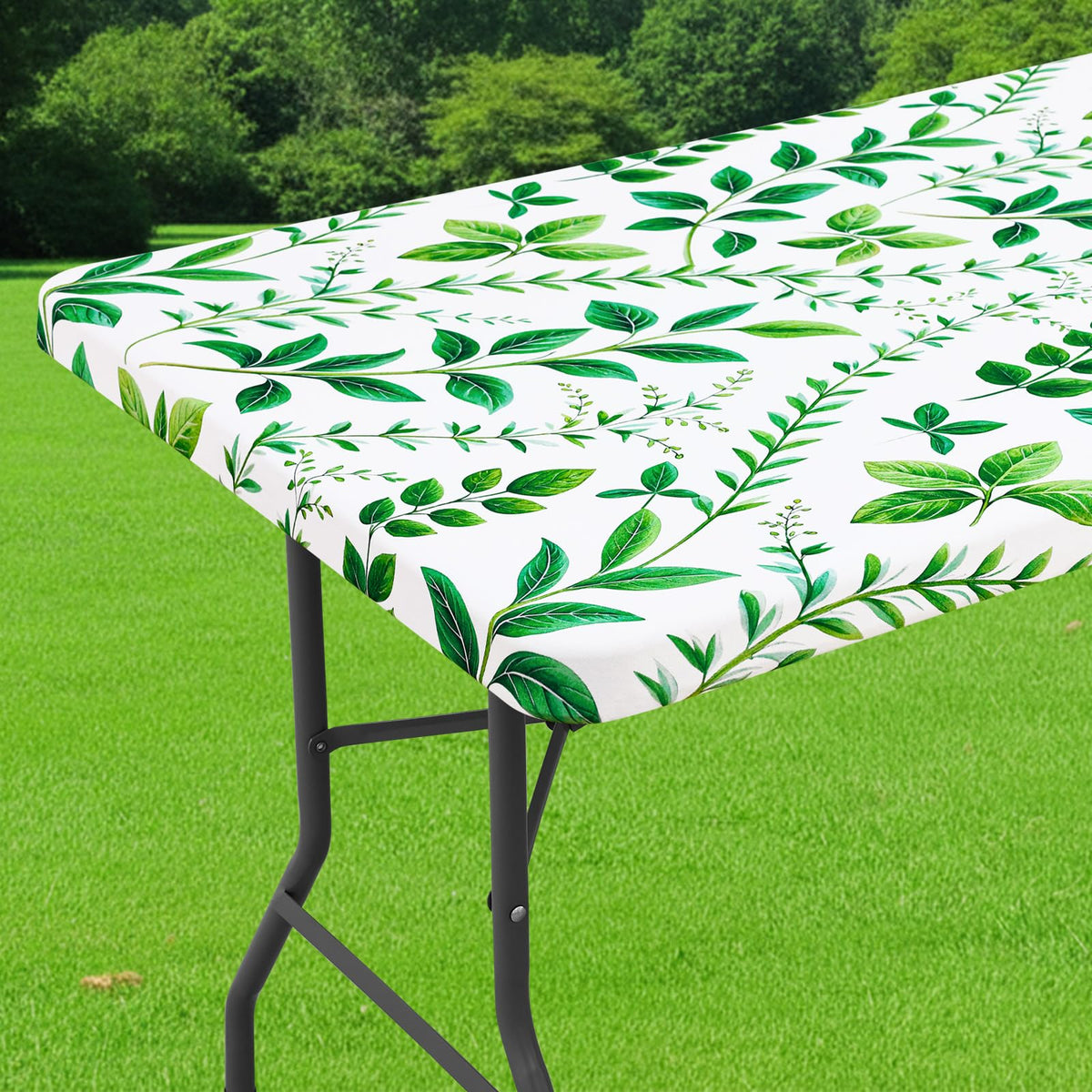 Smiry Spandex Printed 6FT Rectangle Table Cloth, Elastic Fitted Table Cover