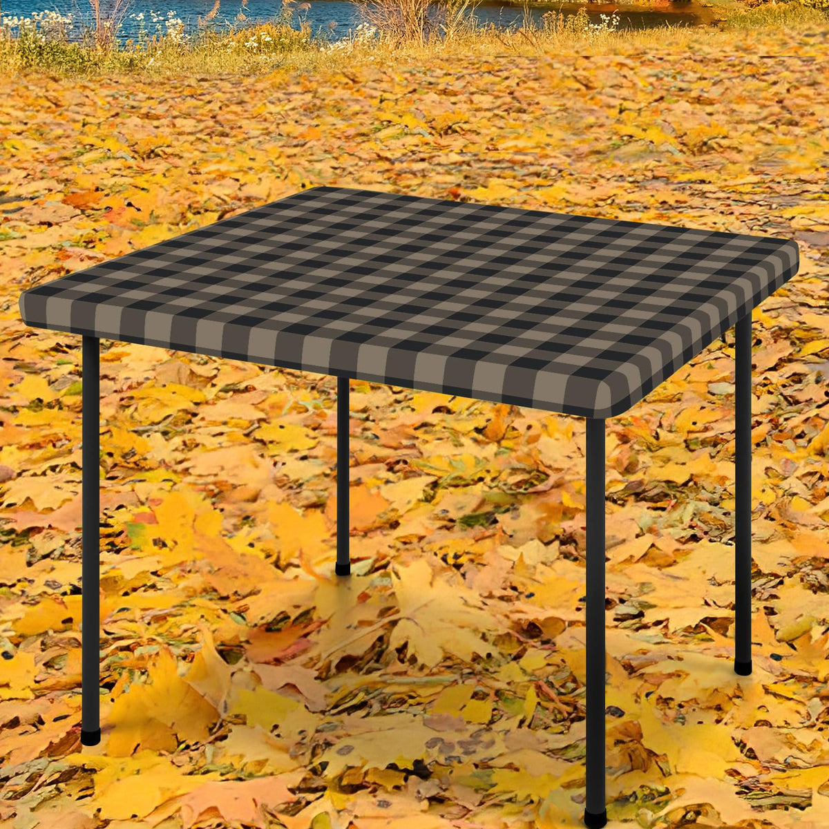 Smiry 6 Foot Picnic Table Cloth, Flannel Backed Fitted Vinyl tablecloths