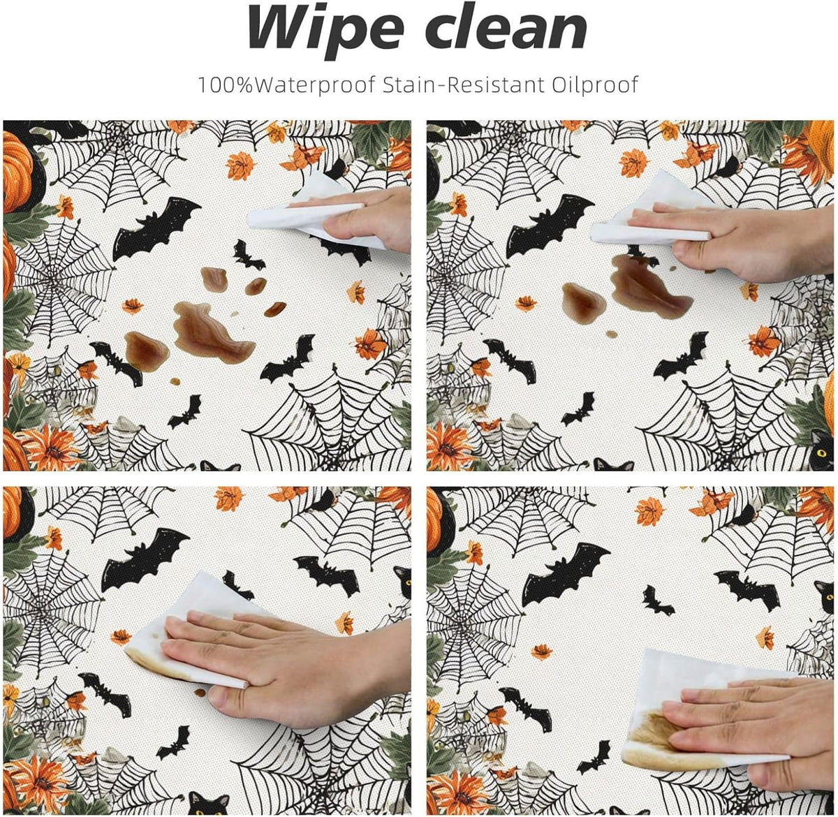 Elastic Edge Round Fitted Tablecloth, Waterproof Cover for 40"-44" Tables