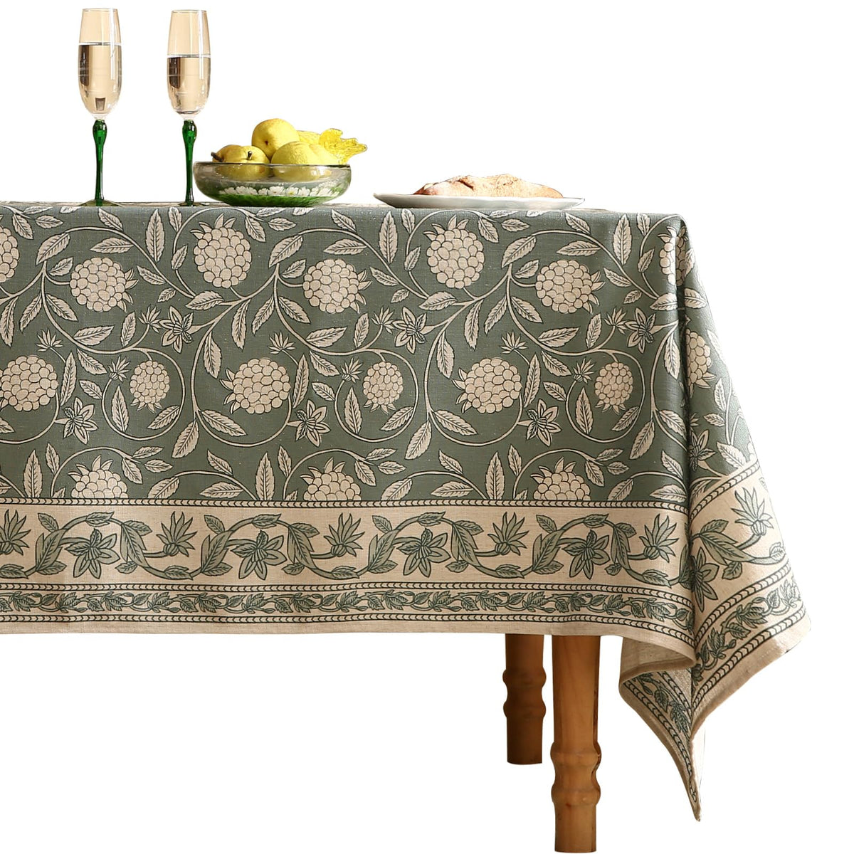 ISAENNE Designer Vintage Square Large Floral Tablecloth,67"x67"