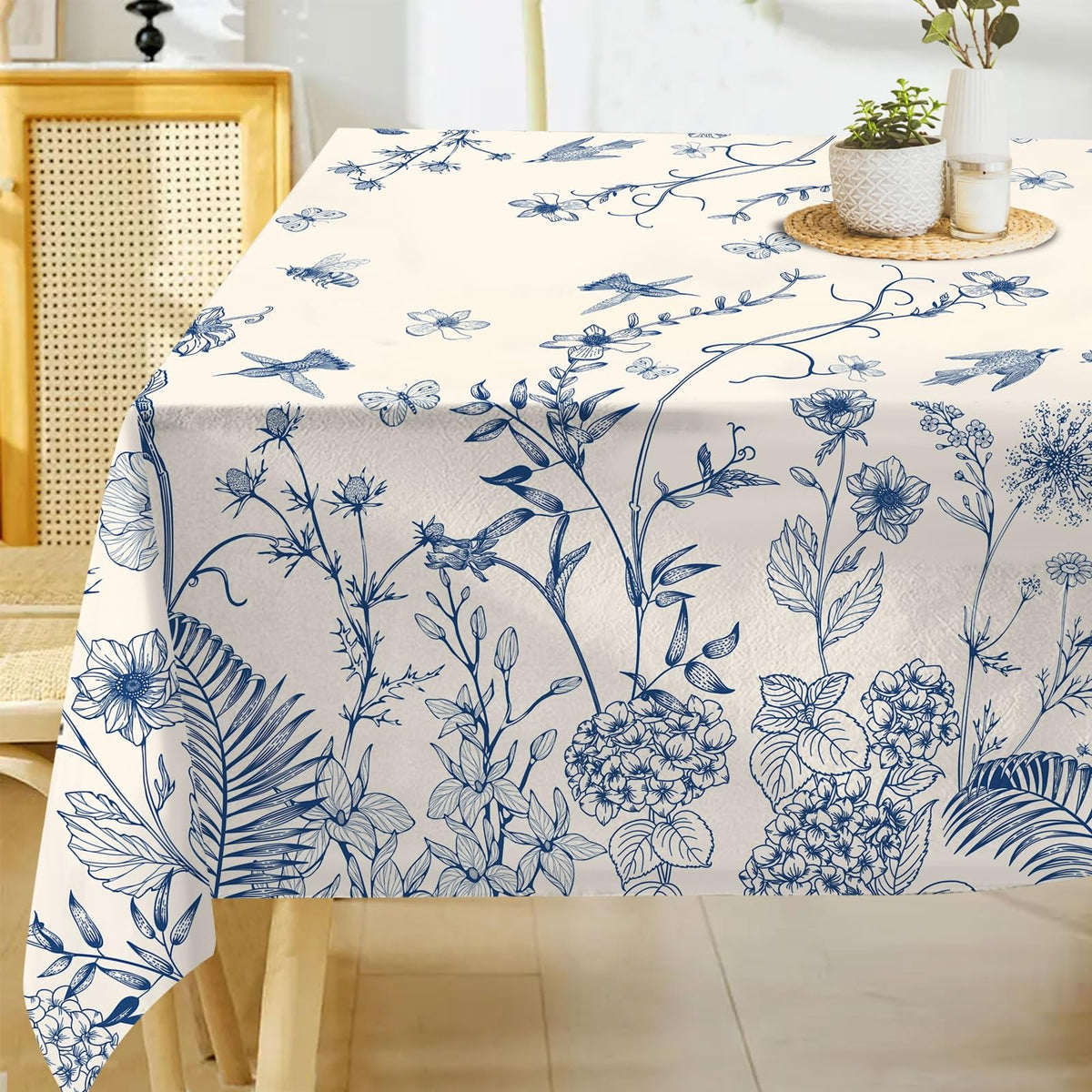 Hexagram Boho Tablecloth 60x84 Inches Rectangle, Bohemia Style Tablecloth
