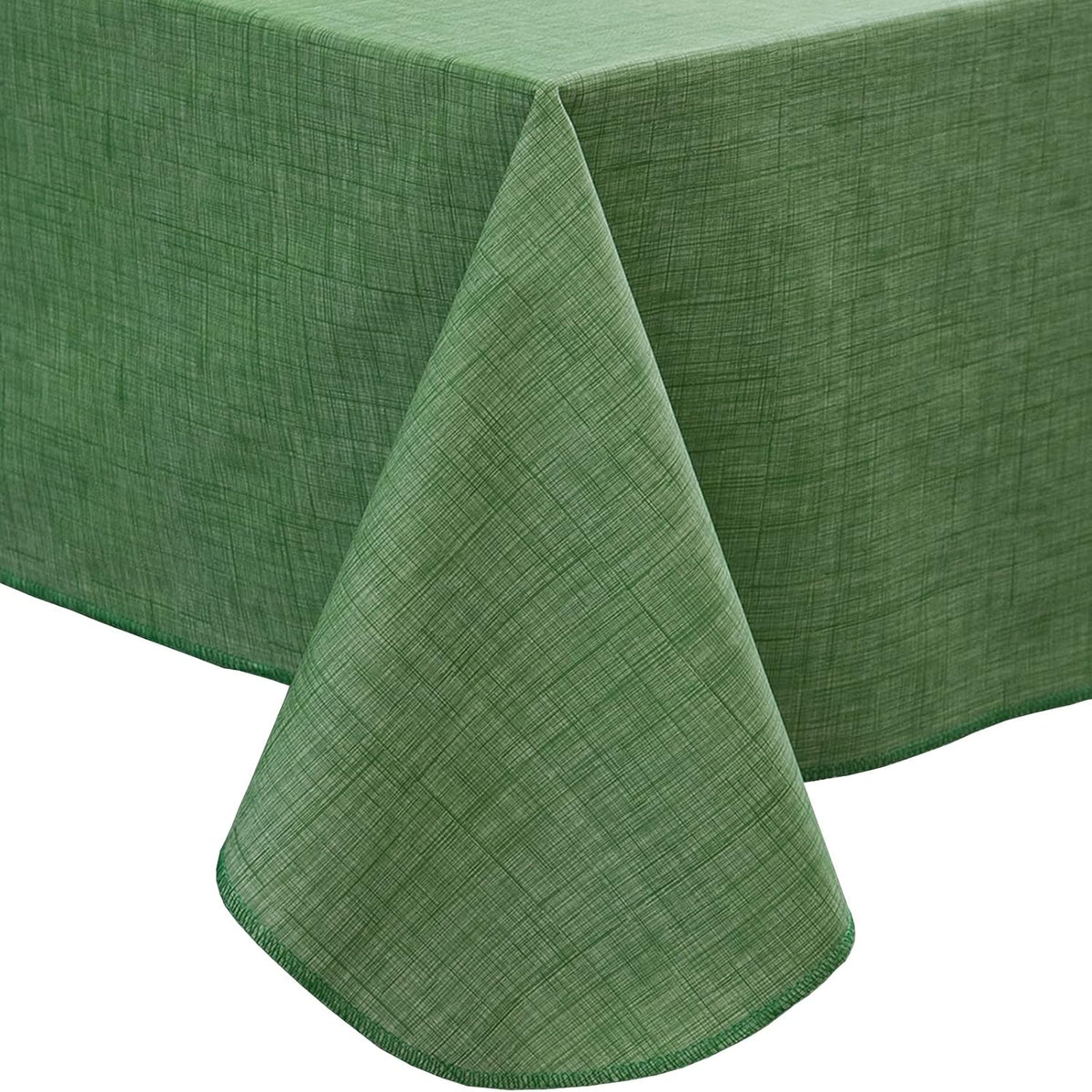 LIBERECOO Vinyl Tablecloth with Flannel Backing, Grass Green, Waterproof, Stain-Resistant, Easy-Clean Table Cover for Holiday, Dining, Kitchen, and Outdoor Use, 60" x 120" Rectangle