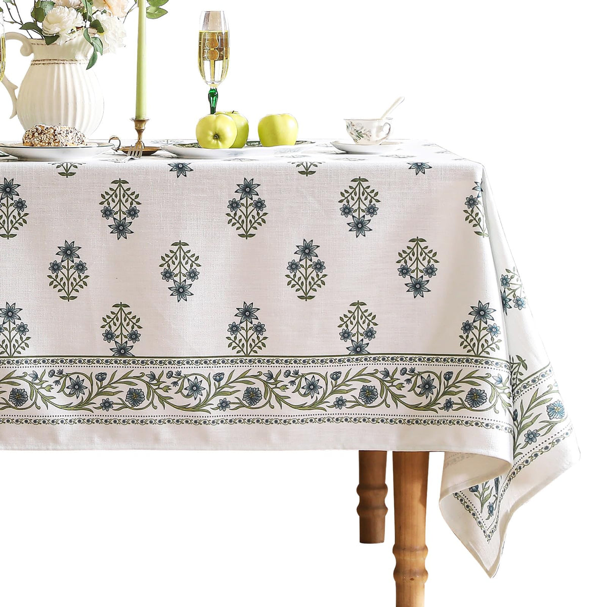 ISAENNE Designer Vintage Small Square Floral Tablecloth,55"x55"