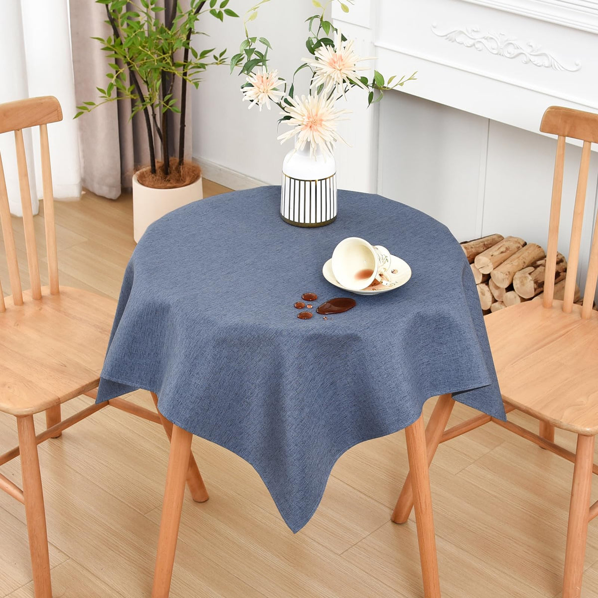 Wolkemer Oval Tablecloth 60 x 84 Inches Faux Linen Water Resistant