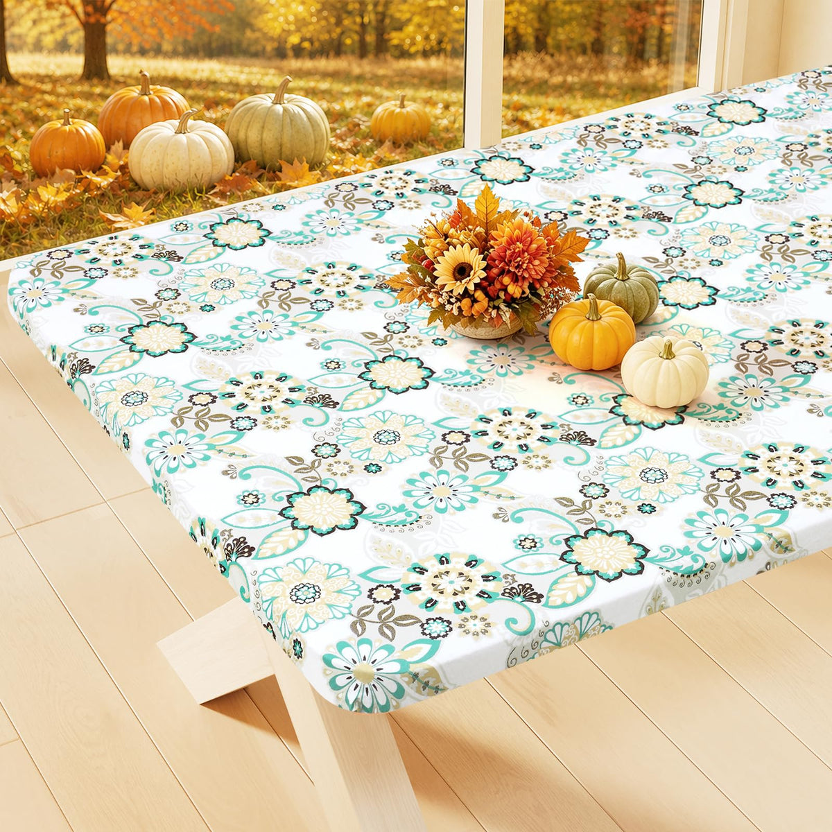 Smiry Rectangle Table Cloth, Waterproof Plastic Table Cover for 6FT Tables