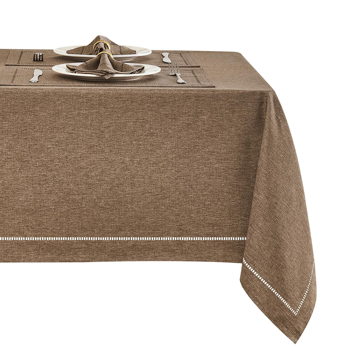 Flaxen 52x70 Rectangle Polyester Linen Farmhouse Tablecloth