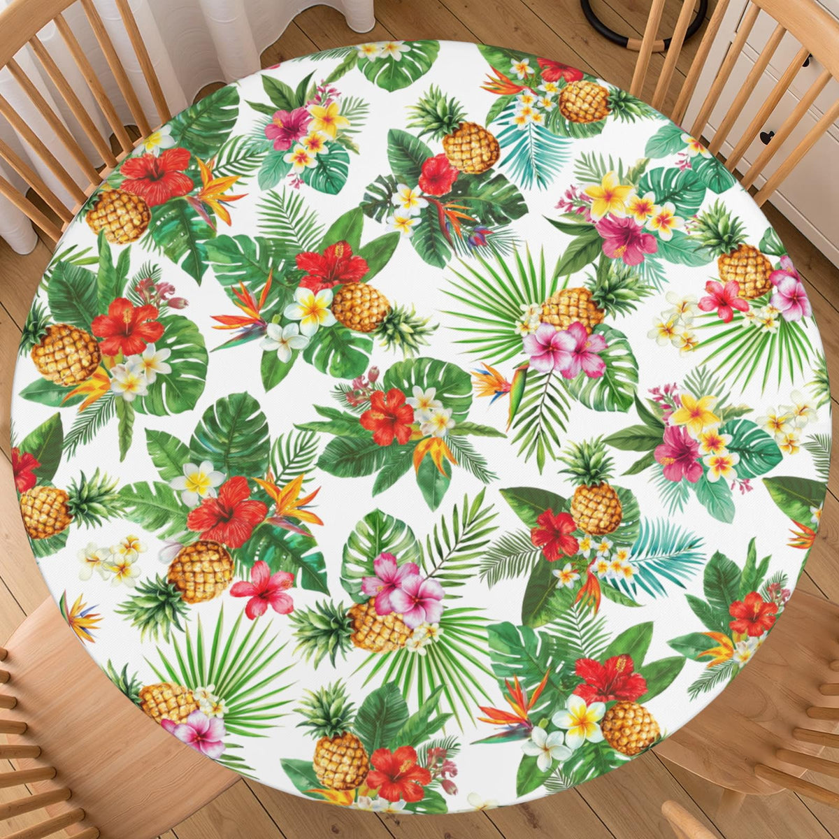 Fall Round Fitted Tablecloth with Elastic Edge Orange Blue White Thanksgiving Pumpkin Table Cover 40-44 Inch Autumn Leaf Washable Table Cloth for Kitchen Dining Room Party Decor