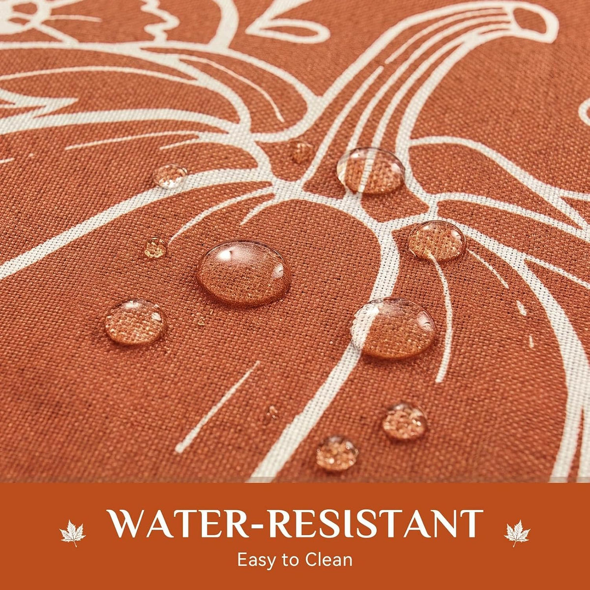 Softalker Faux Linen Round Fall Tablecloth 70 Inch, Autumn Table Cloth with Pumpkin & Maple Leaves, Orange Circle Table Cover Water Resistant for Outdoor, Thanksgiving, Kitchen-Harvest Themed