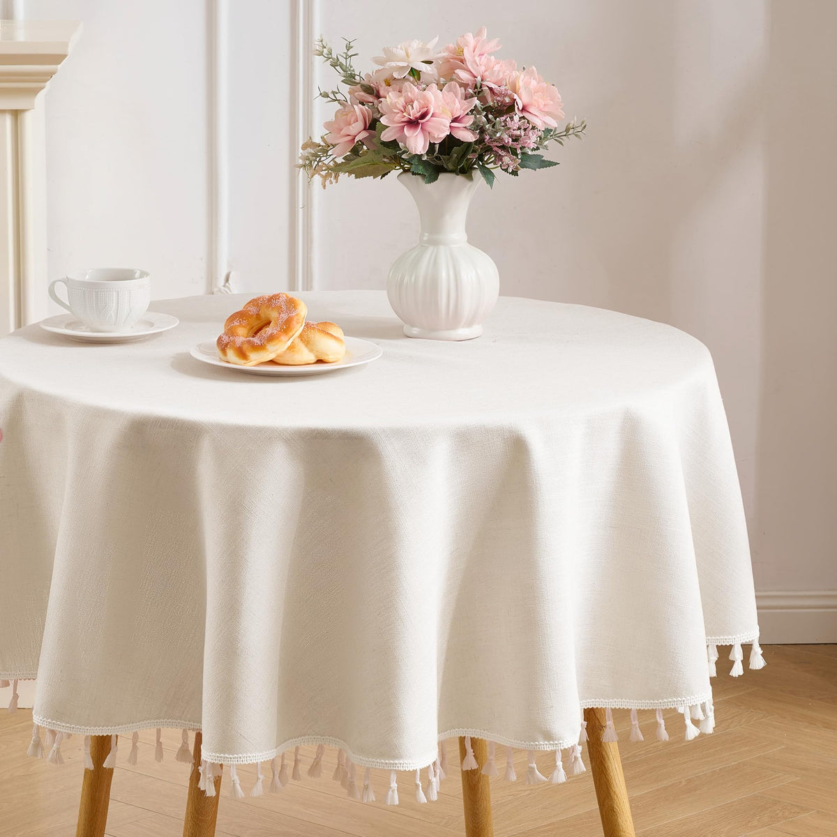 Tablecloth Rectangle Linen Style Fabric, 55 x 90 Coffee Lines