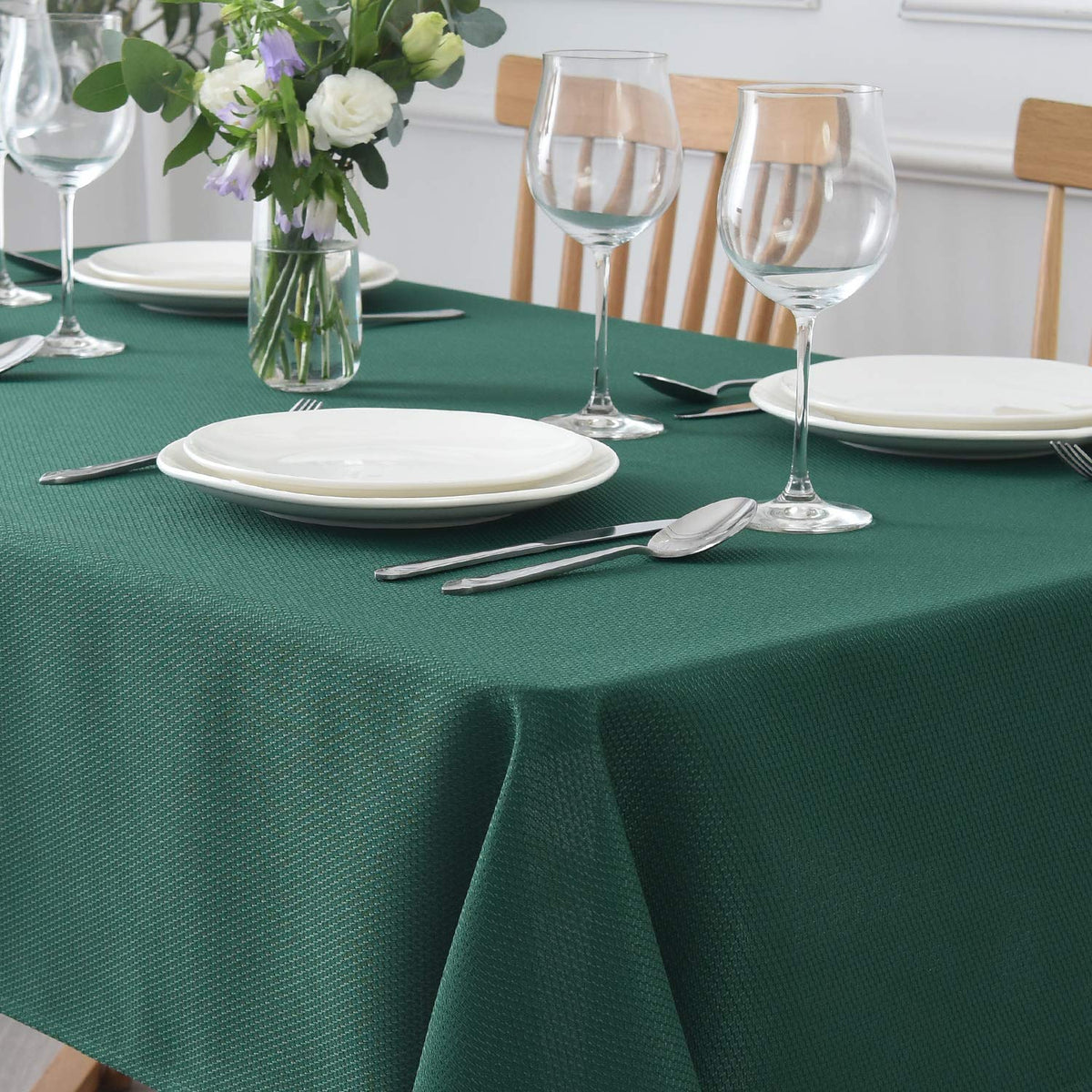 maxmill Rectangle Textured Tablecloth Waterproof Spillproof Wrinkle Free Table Cloth, Kitchen Dining Tabletop Decoration, Fabric Table Cover for Outdoor and Indoor Use, 52 x 70 Inch, Beige