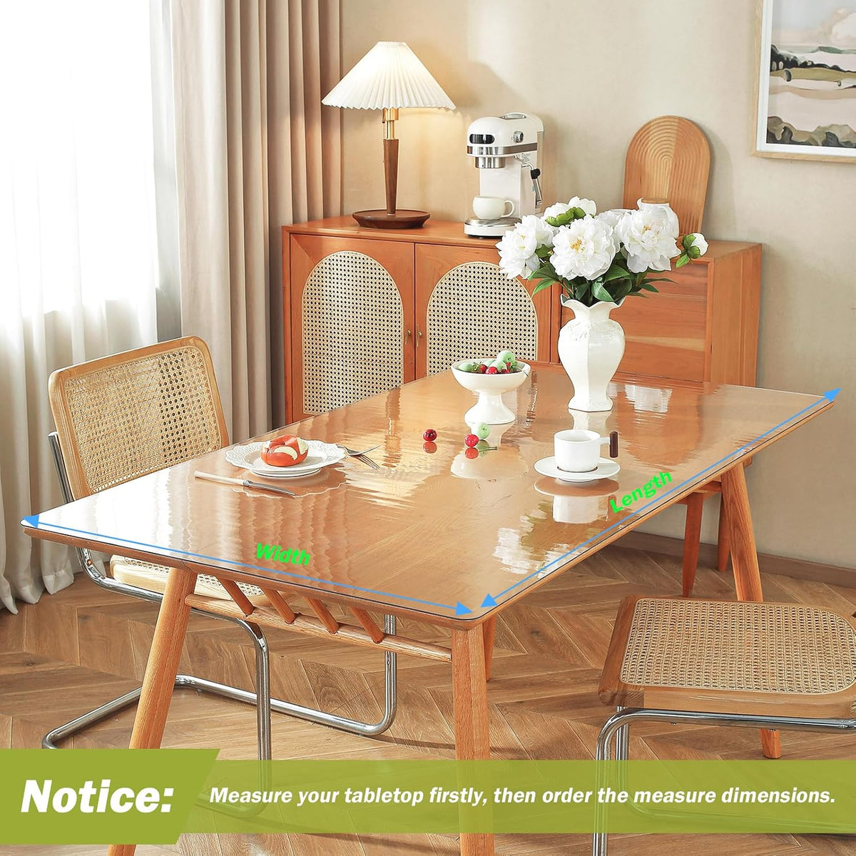 OstepDecor 36 x 60 in Clear Table Protector 1.5mm Thick Plastic Table Cover