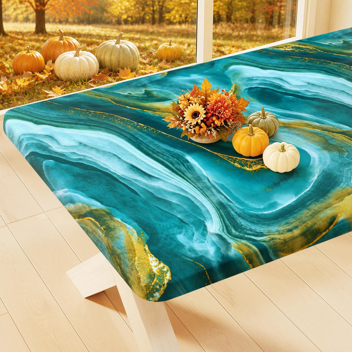Smiry Rectangle Table Cloth, Waterproof Plastic Table Cover for 6FT Tables