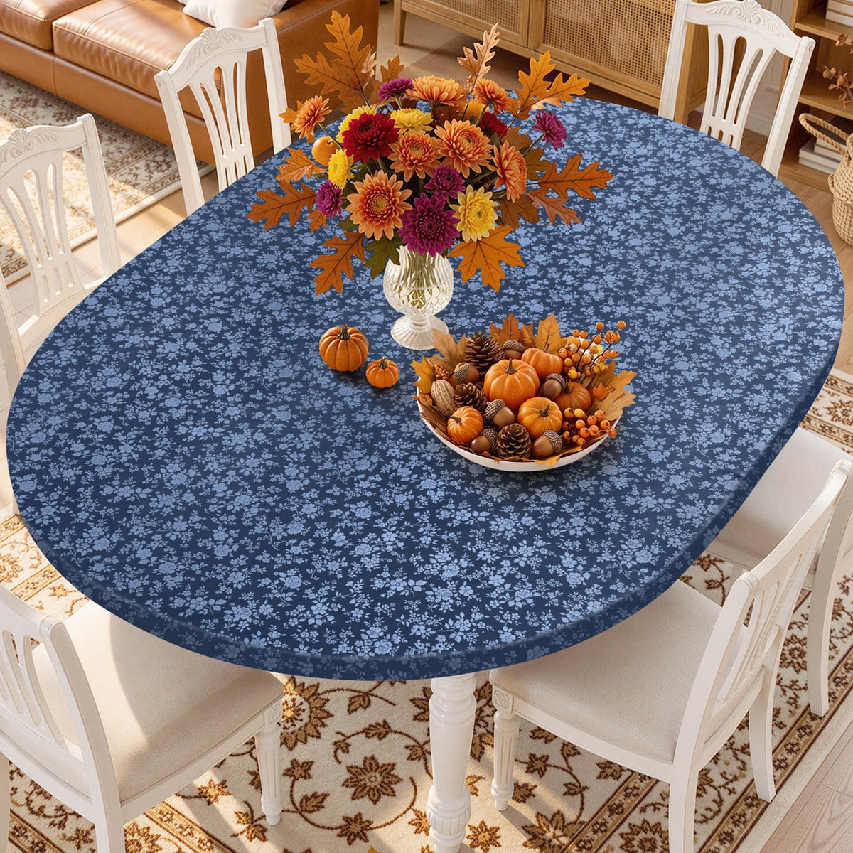 Smiry Waterproof Heavy Duty Vinyl Fitted Tablecloth for 36"-44" Round Table