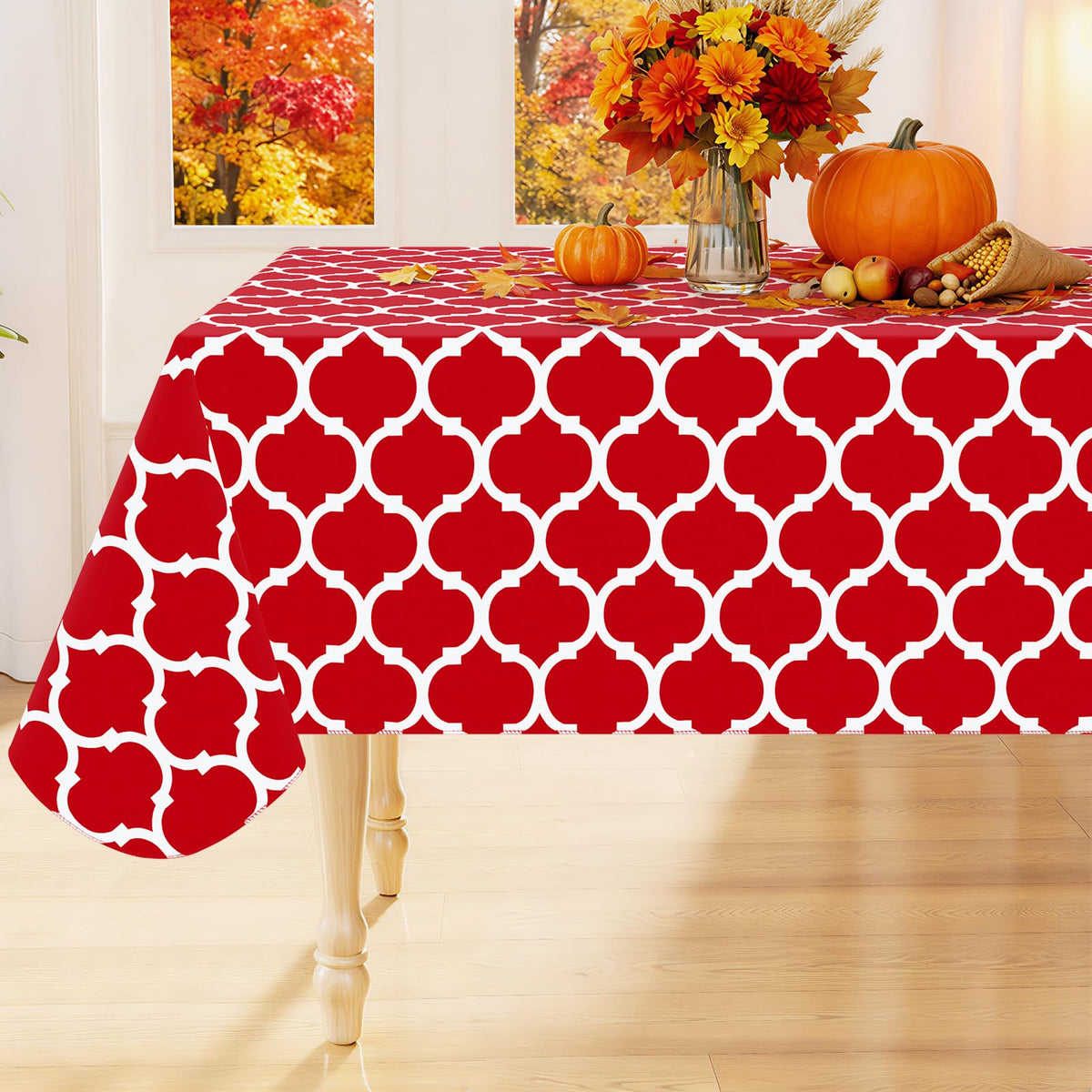 Smiry Rectangle Table Cloth, Flannel Backed Vinyl Tablecloth, 60"x84"