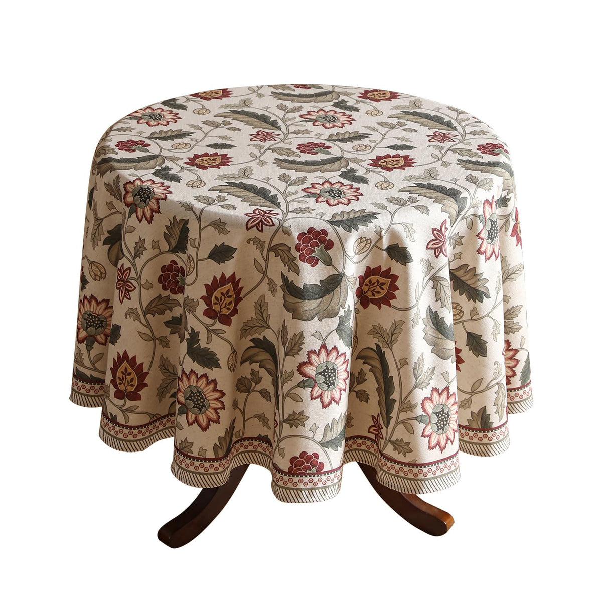 ISAENNE Designer Vintage Square Large Floral Tablecloth,67"x67"