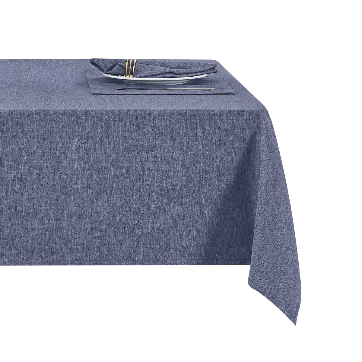 Flaxen 52x70 Rectangular Polyester Linen Farmhouse Tablecloth
