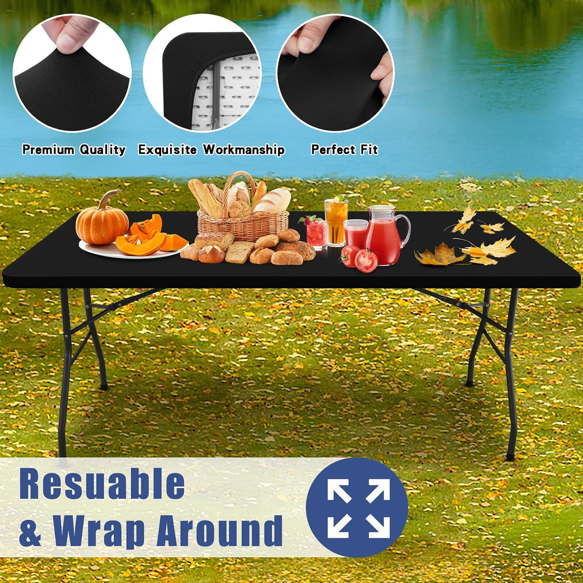 Moosfor 2 Pack Rectangle Spandex Fitted Table Cloth, 4FT Elastic Tablecloth