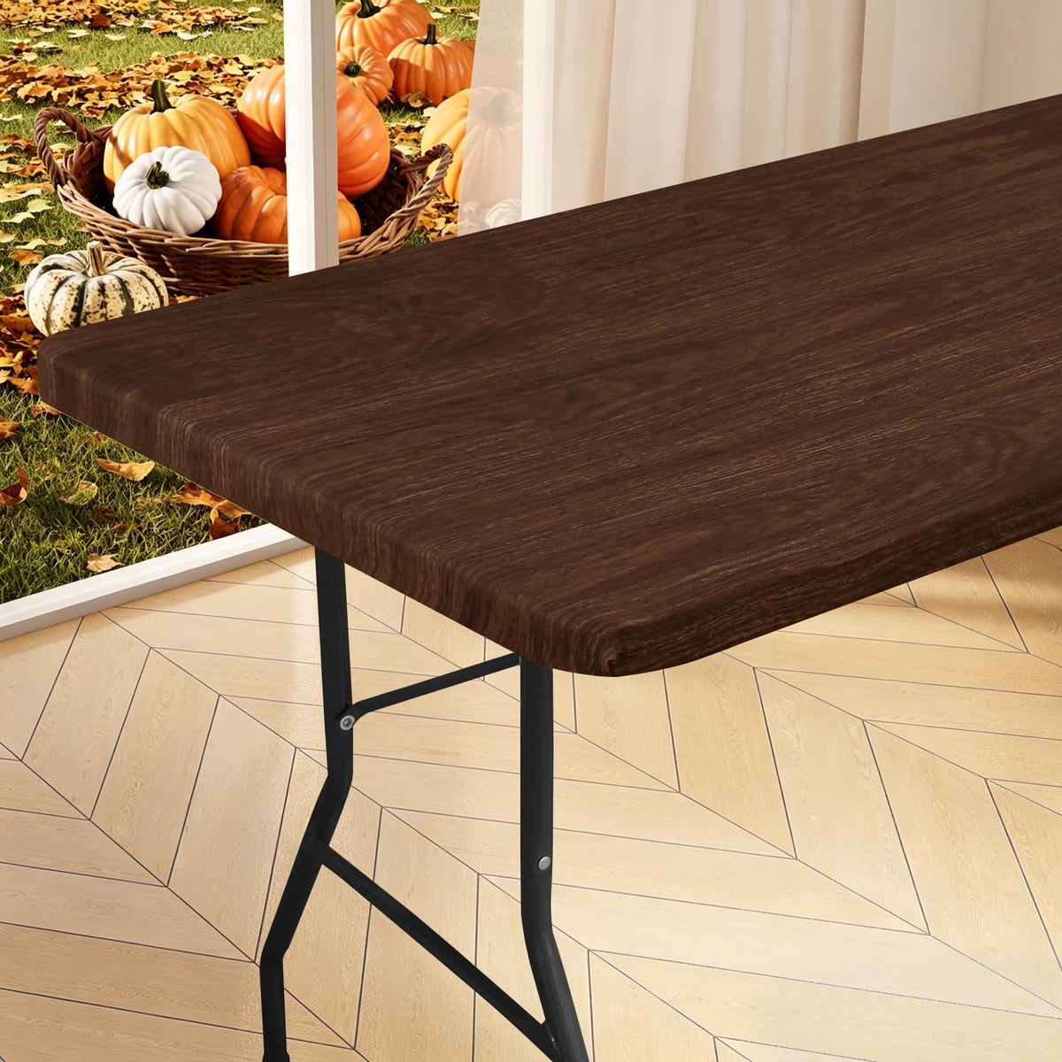 homing Rectangle Table Cloth Cover 6 Foot Black Elastic Fitted Tablecloth