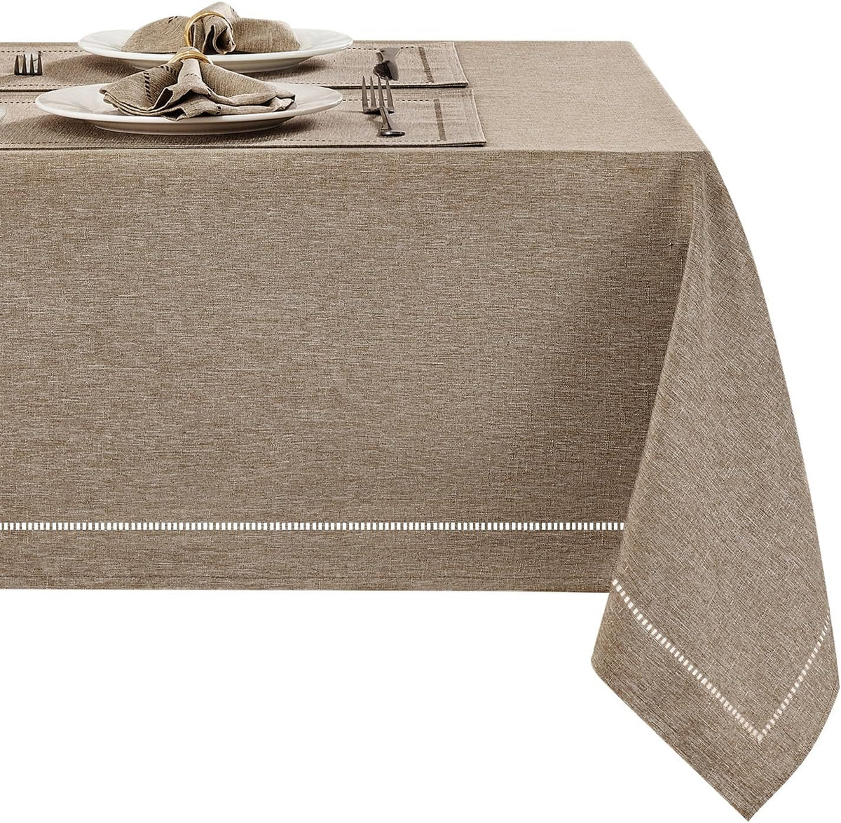 Flaxen 52x70 Rectangle Polyester Linen Farmhouse Tablecloth