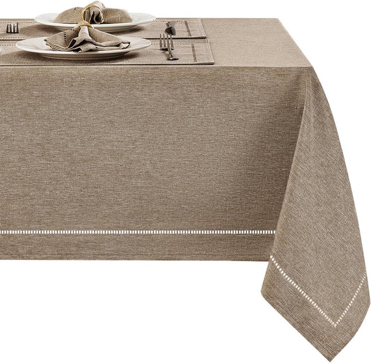 Flaxen 52x70 Rectangle Polyester Linen Farmhouse Tablecloth