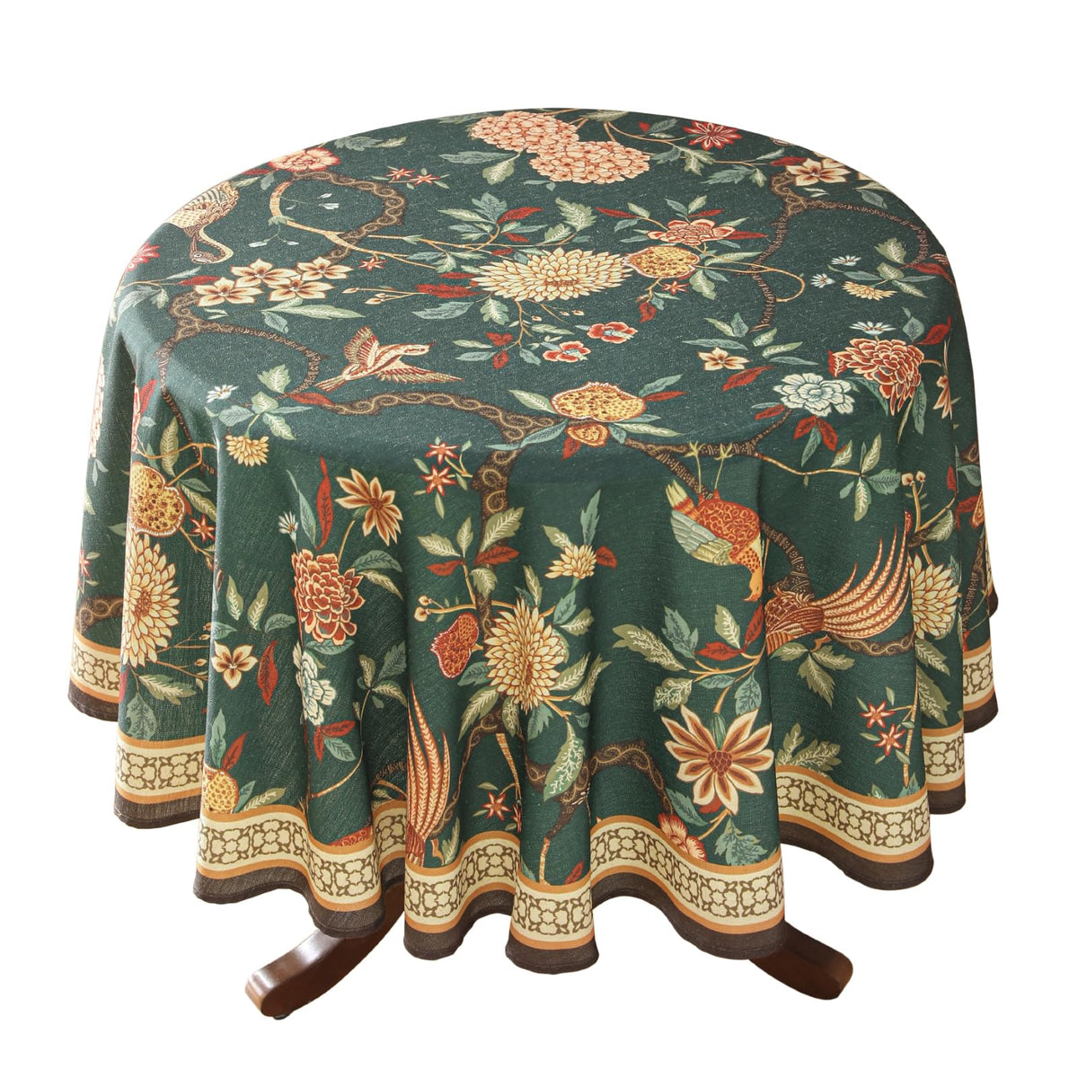 ISAENNE Designer Vintage Small Square Floral Tablecloth,55"x55"