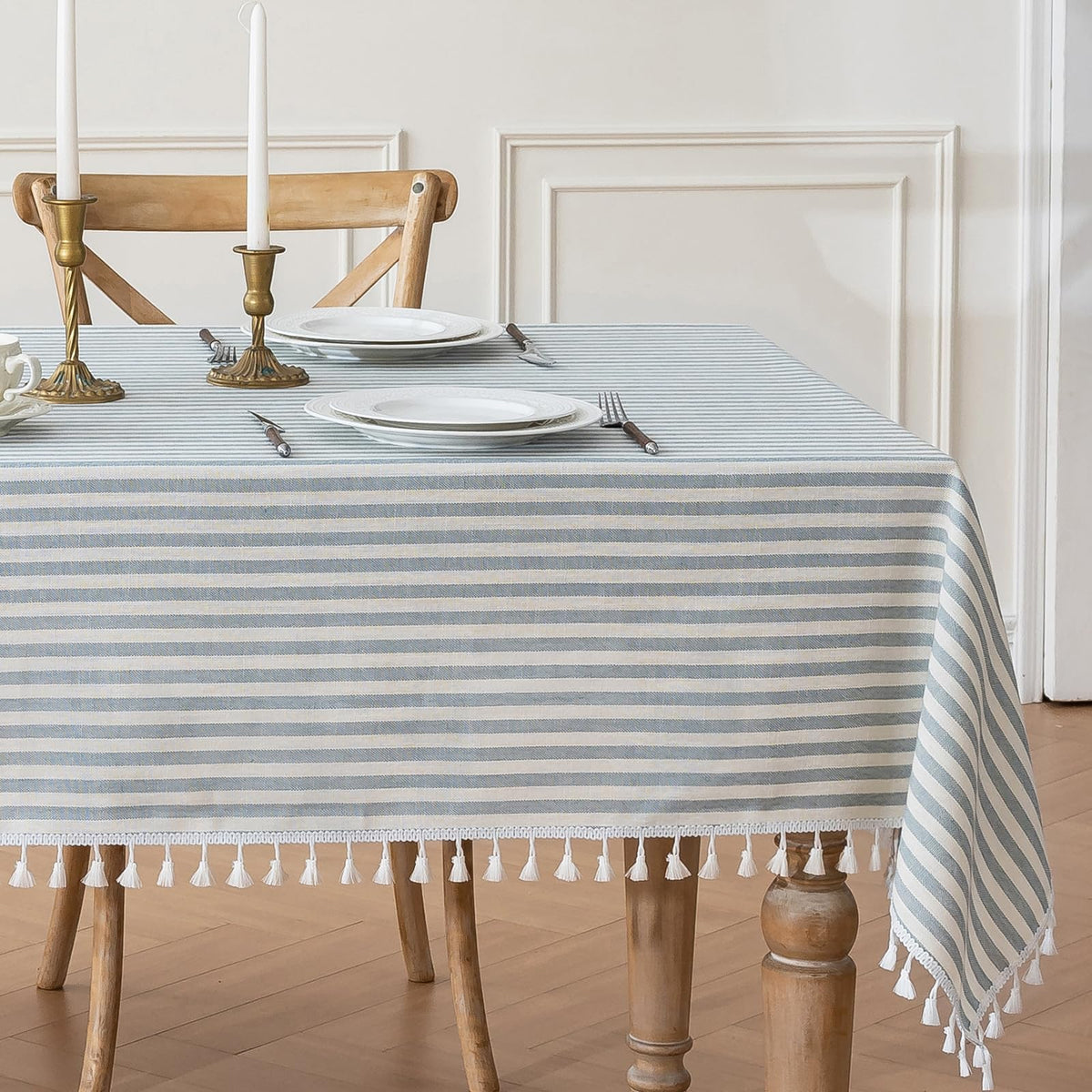 JIALE Ivory Tablecloths Rectangular 55 x 75 Inch, Linen Look