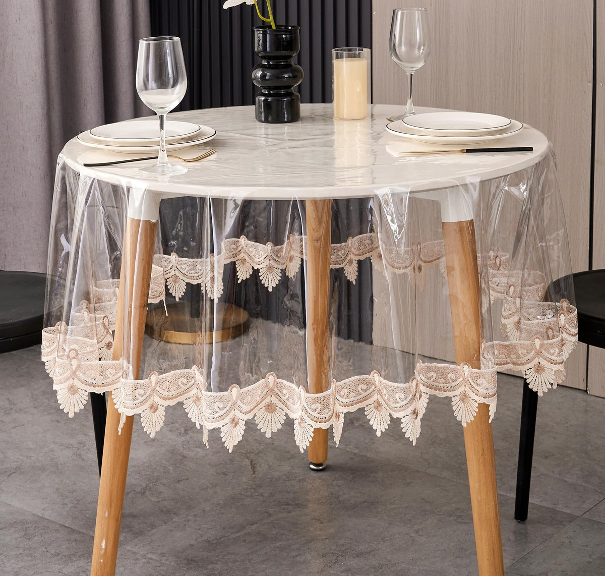 Pioggia Clear Vinyl Tablecloth Protector Waterproof/Oil-Proof PVC Table Cloth Transparent Sheet Table Cover (48'' Round)
