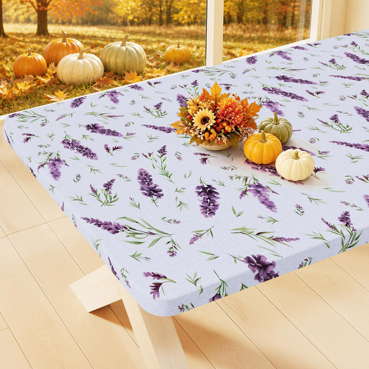 Smiry Rectangle Table Cloth, Waterproof Plastic Table Cover for 6FT Tables