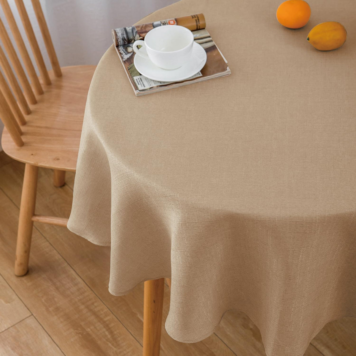 NLMUVW Burlap Linen Tablecloth 6ft, Tan Table Cloth Rectangular
