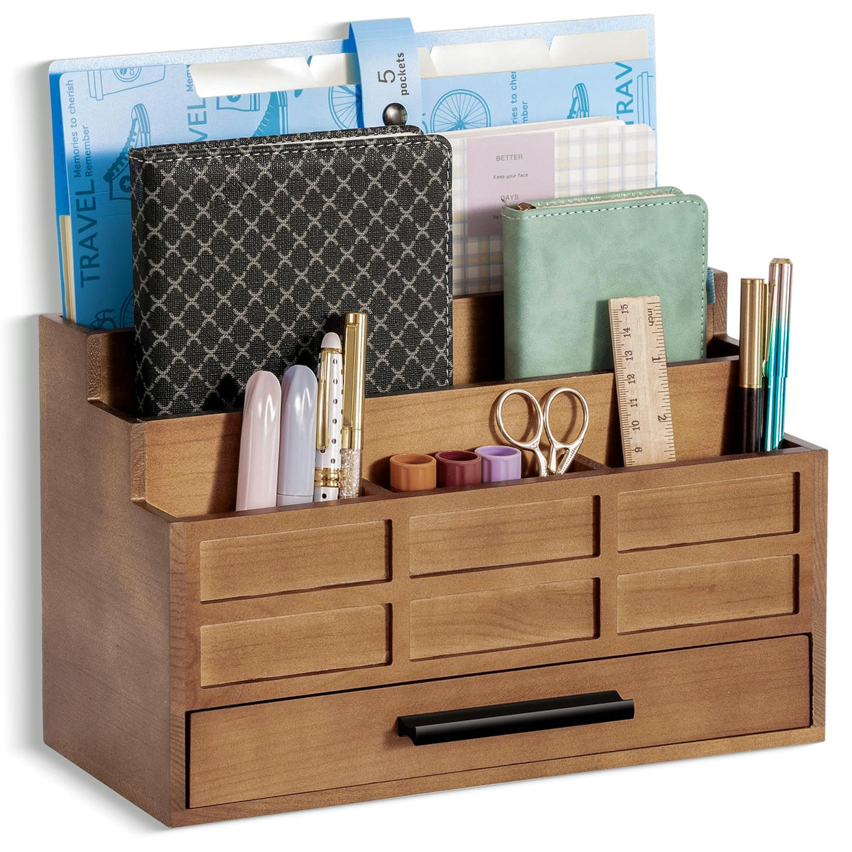 Desk Organizer with Drawer, Countertop Bill Mail Organizer and File Storage